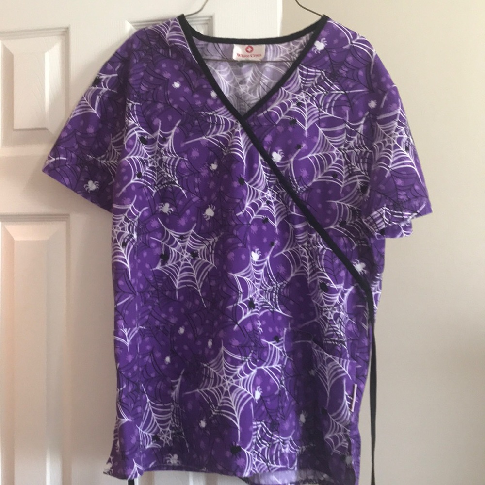 White cross Women’s scrub top Halloween 🎃